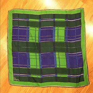 Vera‎ Neumann Vintage Designer Scarf Vibrant blue and Kelly green 1970s